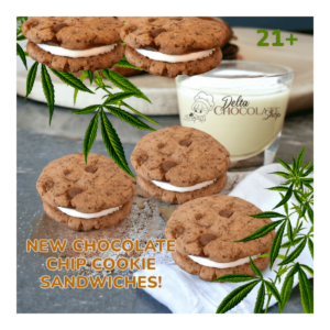 Delta-9 200mg Chocolate Chip Cookie Sandwich, Organic Cookies