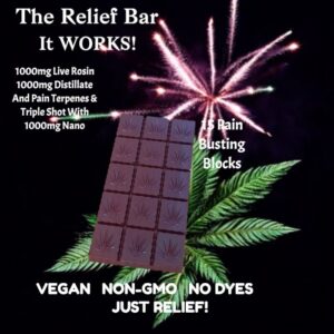 Delta 9 Relief Chocolate Bar, Live Rosin 2000mg Organic Chocolate Bar