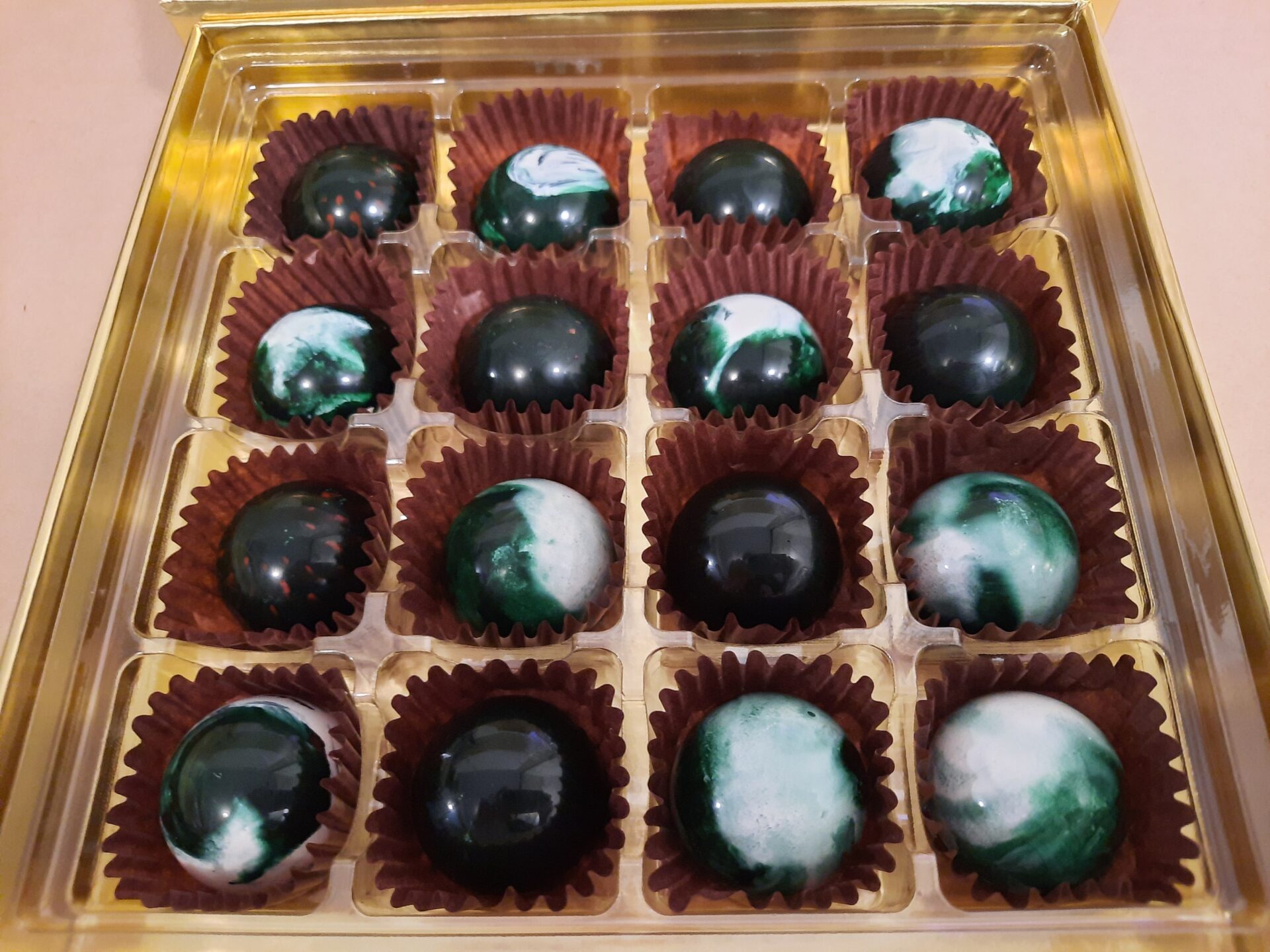 Chocolate Truffles, Pistachio Ganache Artisan Chocolates,