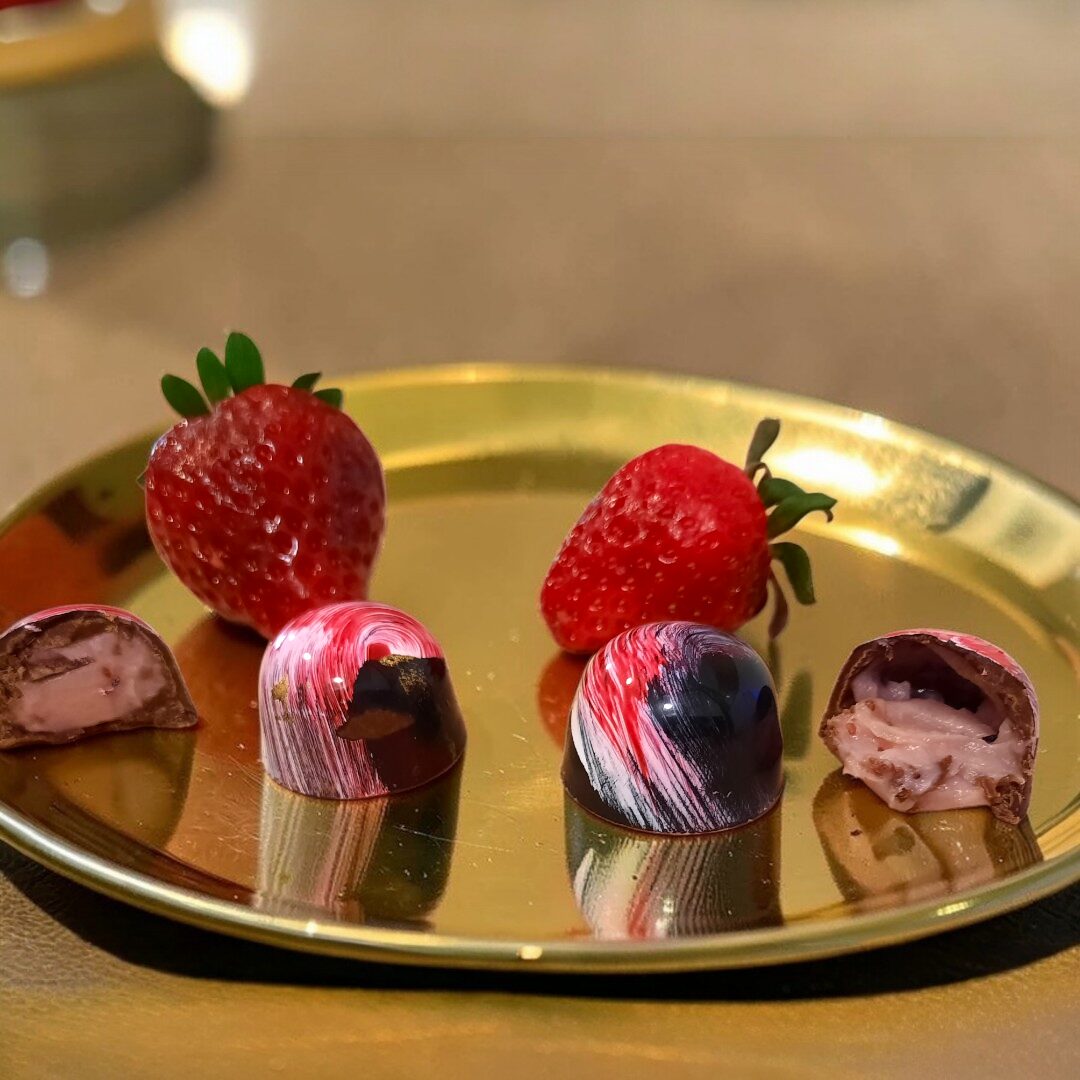 Strawberry Ganache Truffles, Organic Strawberry Cordials,
