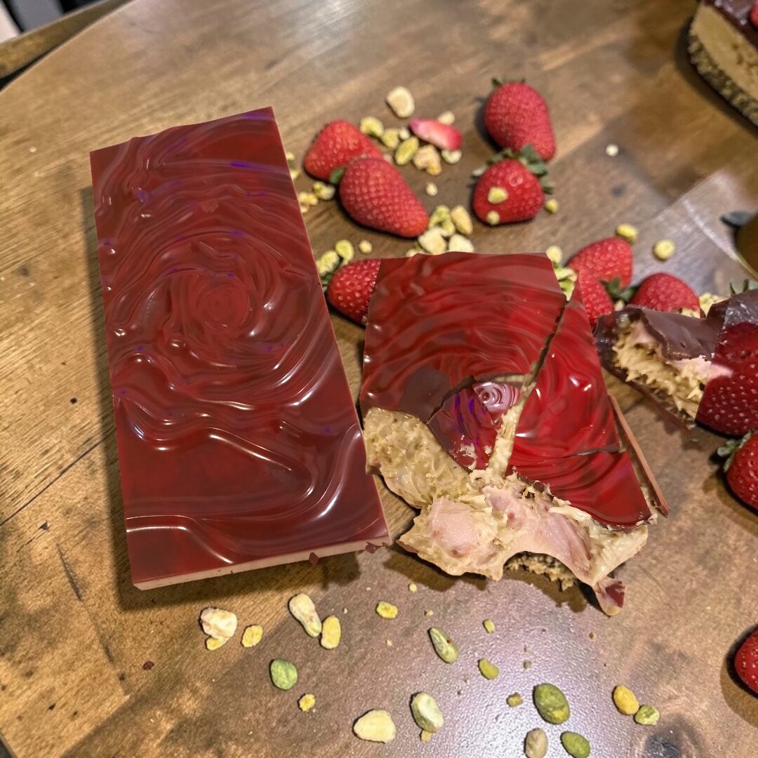 Dubai Strawberry Pistachio Rose Bar, Viral Chocolate Bar, Small Batch - Image 2