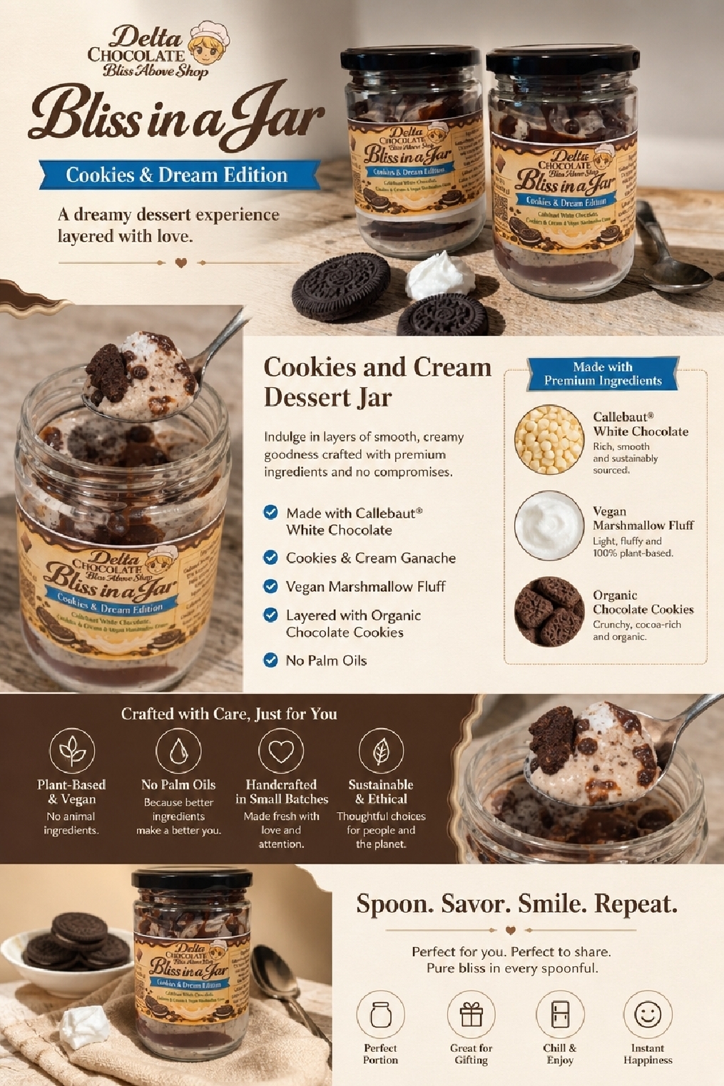Cookies & Cream Chocolate Dessert, Chocolate Covered Cookies - Image 2