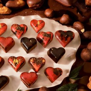 Chocolate Hazelnut Hearts, Small Batch Chocolates, Couverture Chocolate,