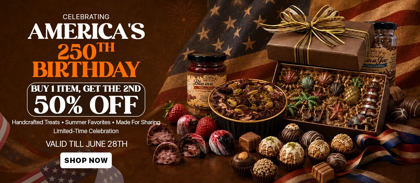 America's 250th Birthday chocolate sale banner